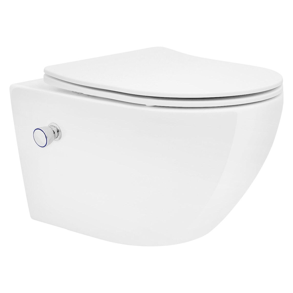 LuxeBath Wand-WC spülrandlos 54 cm lang Weiß – Tiefspüler, mit Bidet, Softclose-Deckel, Tornadospülung Image