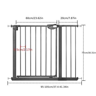 TEMU Lars360 Pet Safety Gate No Drilling Required Stair Gate Auto-close 180° Opening Pet Safety Gate White/black Size Options Image