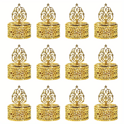 TEMU Multipack Mini Metal Candy Gift Boxes With Golden Lid, Intricate Design, For Wedding Favors, Party, Christmas, Halloween, Thanksgiving Image