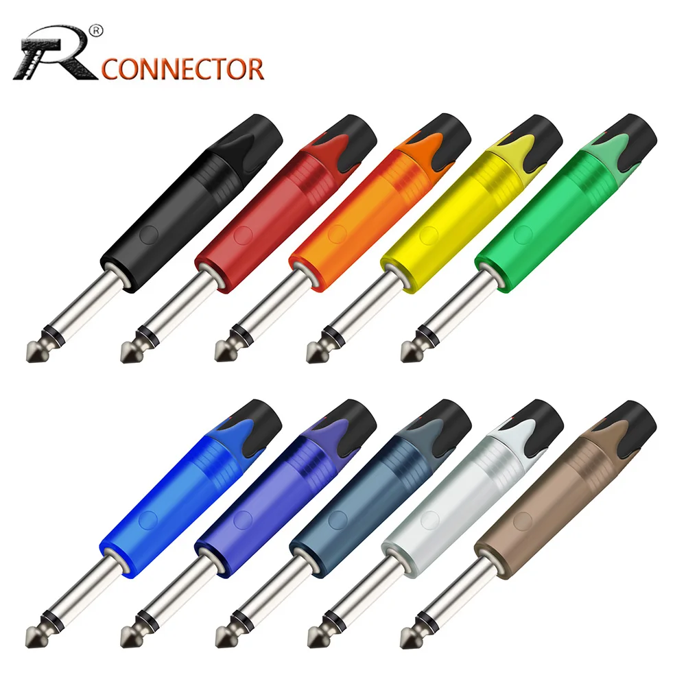 10 stücke 6.35/6,5 mm1/4-Zoll-Monostecker, DIY-Audio-Löt anschluss, vernickelte Viertel-Zoll-Buchse für Gitarren instrumenten kabel Image