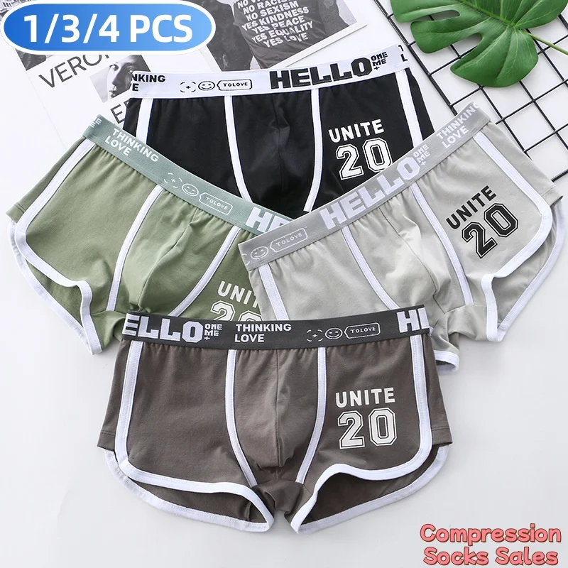 1/3/4 PCS männer Unterwäsche Boxer Shorts Sexy Höschen Baumwolle Boxer Sport Komfort Mann Unterhose Shorts Homme U konvexen Dessous Image