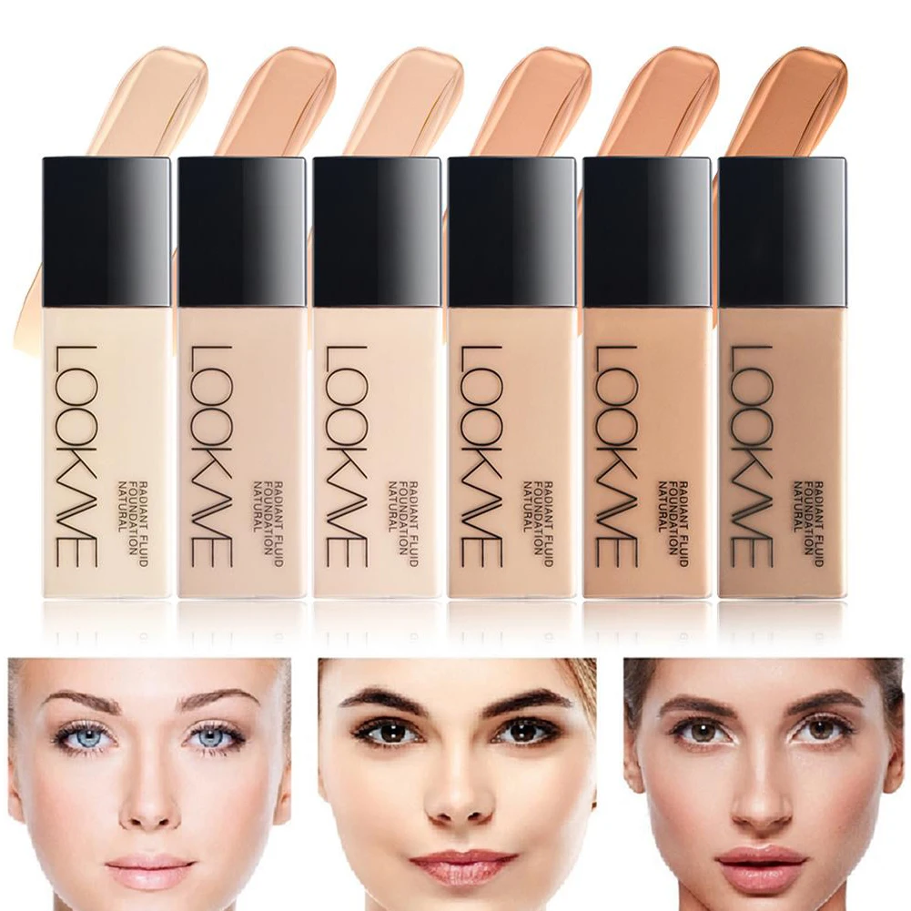 LOOKAVE Flüssige Foundation, langlebig, vollständige Abdeckung, makellose, weiche, matte Foundation, Basis-Make-up, feuchtigkeitsspendender Concealer, CC-Creme Image