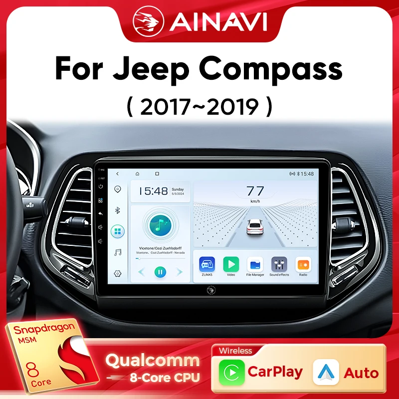 Ainavi Auto-Multimedia-Player Für Für Jeep Compass 2 MP 2017 2018 2019 drahtlose Carplay Android Auto 4G wifi 2din Image