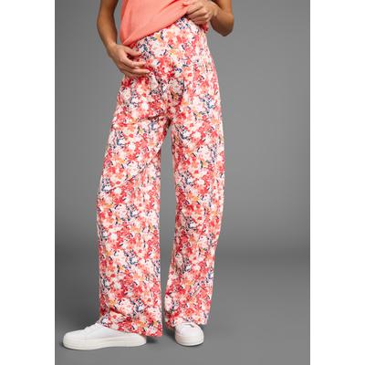 Umstandshose NEUN MONATE "Weiche Jersey-Hose", Damen, Gr. 40/42, N-Gr, aprikot geblümt, Jersey, Obermaterial: 95% Baumwolle, 5% Elasthan, bedruckt, geblümt, Basic, bequem lang, Hosen, Jersey-Hose für Schwangerschaft und Stillzeit Image