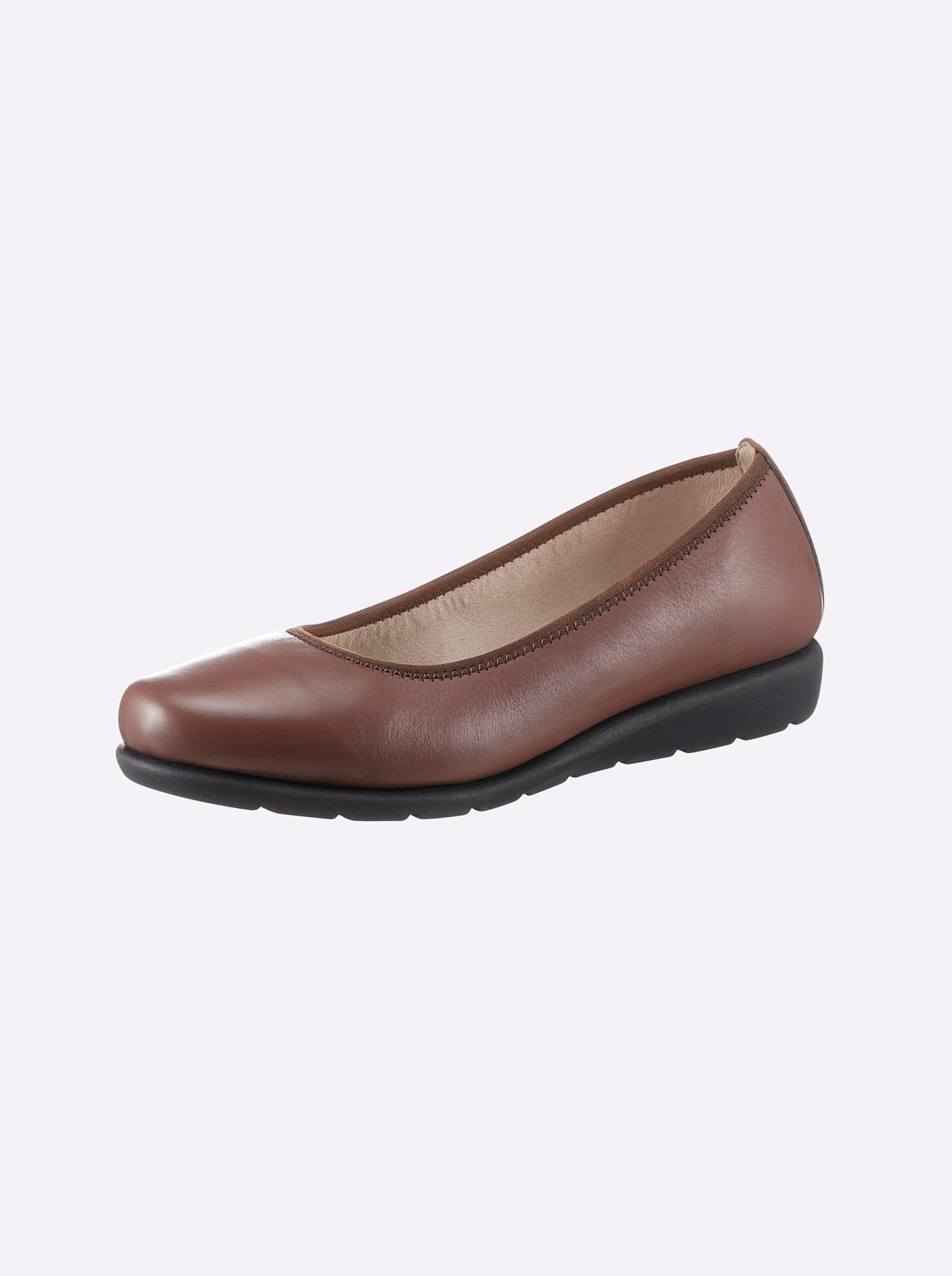 Ballerina CLASSIC BASICS, Damen, Gr. 40, braun (cognac), Glattleder, Basic, Schuhe Ballerina
