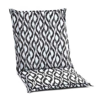 BH Outdoor Performance Flanged Hinged Cushion by BrylaneHome in Black Ikat Patio Chair Outdoor Seat Pad