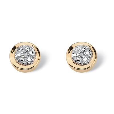 Women's Round Genuine Diamond Accent Solid 10k Yellow Gold Cluster Stud Earrings by PalmBeach Jewelry in White (Size ONE SIZE)