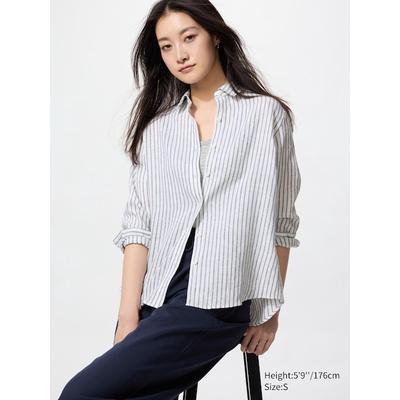 Uniqlo - 100% Premium Linen Shirt (stripe) - Off White - XXS