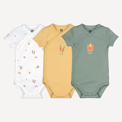 Pack of 3 Printed Newborn Bodysuits with Short Sleeves