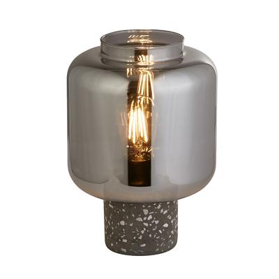 Black Terrazo Table Lamp with Smokey Glass Shade