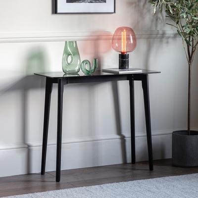 Tinsukia Black Oak and Glass Console Table