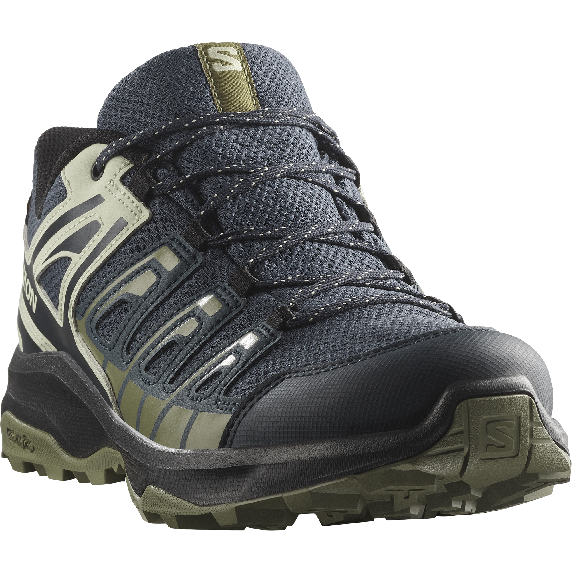 Wanderschuh SALOMON "EXTEGRA GORE-TEX", Herren, Gr. 46, grün (blau nights, alfalfa, martini olive), Synthetik, Textil, Schuhe Wanderschuh, wasserdicht