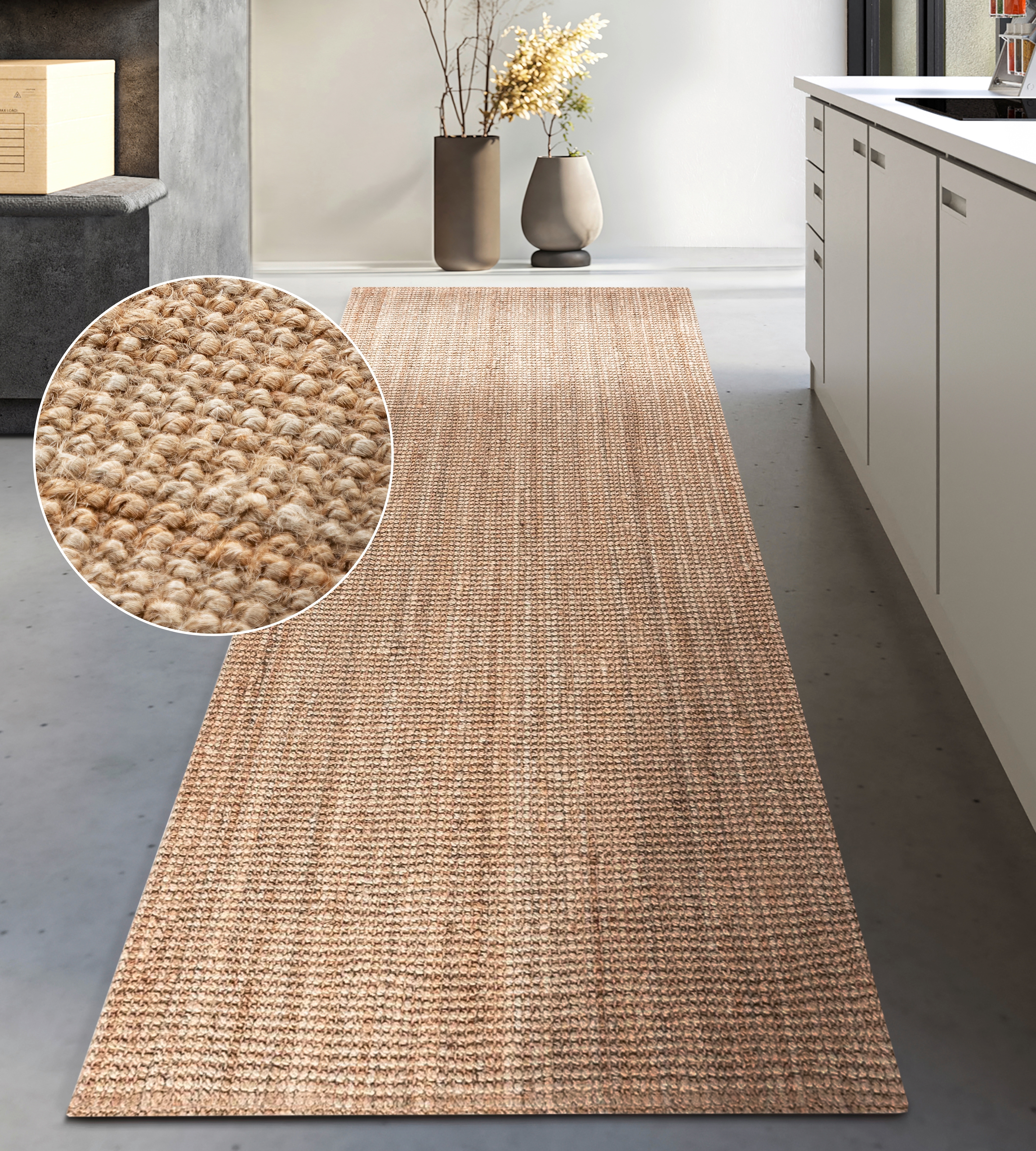 Teppich MY HOME "Avot Juteteppich", beige (natur gold), B:80cm H:10mm L:150cm, Jute, Teppiche, 100% Jutefaser, Läufer, Esszimmer, Wohnzimmer, Skandi Image