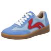 Plateausneaker RIEKER SPORT, Damen, Gr. 38, blau (hellblau, rot), Nubuklederimitat, sportlich, Schuhe, Freizeitschuh, Halbschuh, Schnürschuh in veganer Verarbeitung