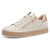 Plateausneaker MARCO TOZZI, Damen, Gr. 39, beige (creme kombiniert), Lederimitat, metallic, sportlich, Schuhe, Freizeitschuh, Halbschuh, Schnürschuh mit Außenreißverschluss