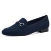 Slipper MARCO TOZZI, Damen, Gr. 38, blau (navy), Textil, unifarben, Veloursleder, elegant, Schuhe, Blockabsatz, Loafer, Businessschuh mit Schmuckspange, Topseller