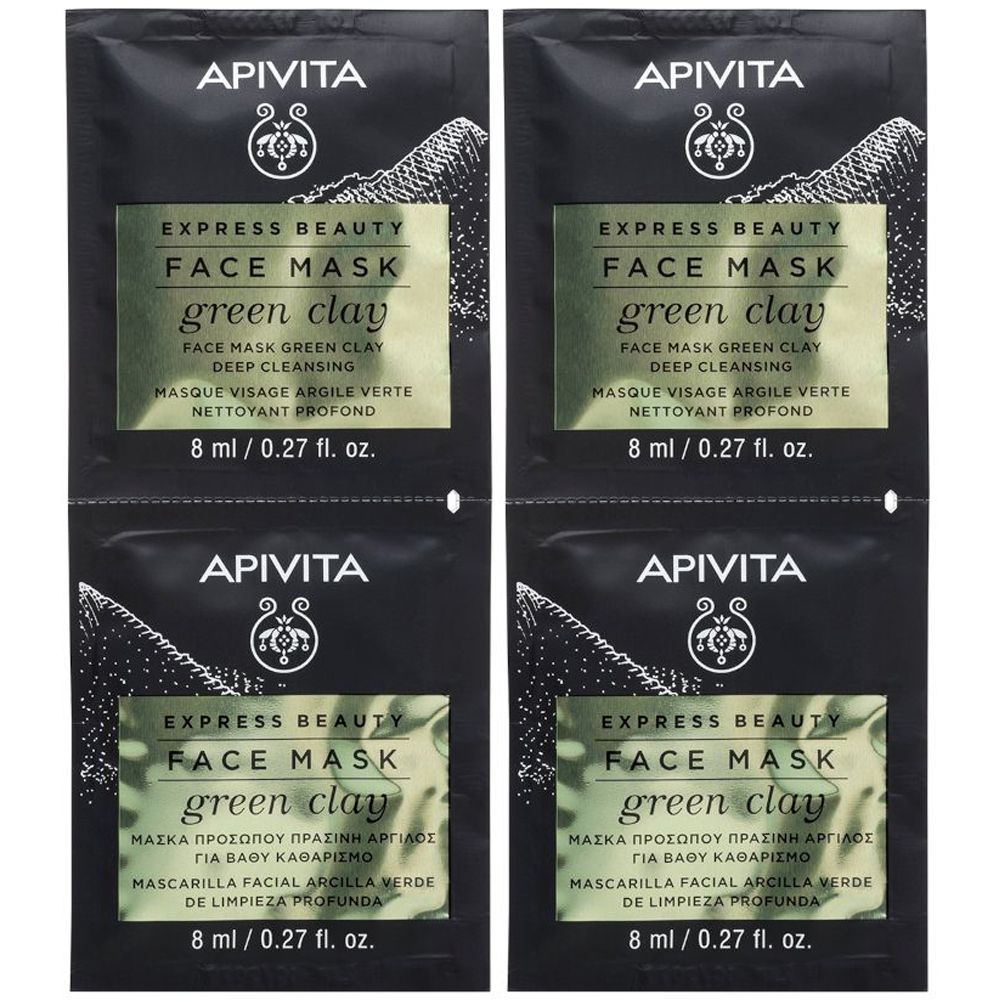 APIVITA EXPRESS BEAUTY Maschera Viso con Argilla Verde 2x16 ml viso