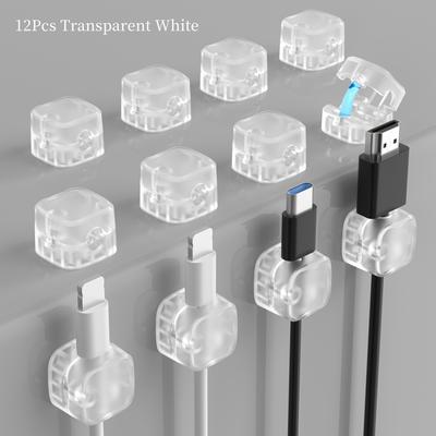TEMU 12pcs Magnetic , Adhesive Cable Management, Wire Holder Organizer Management, Hide Or Organize Phone Usb Charger Cable For Home,office,car,desk,nightstand Image