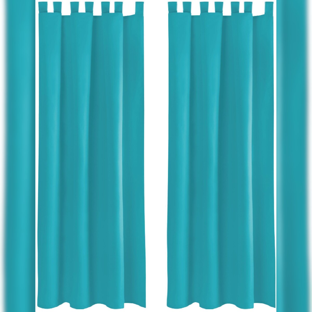 Bestlivings 2er Set Dekoschal Ellen,Schlaufe, inkl. Raffhalter & Haken 140 x 245 cm türkis - petrol Image