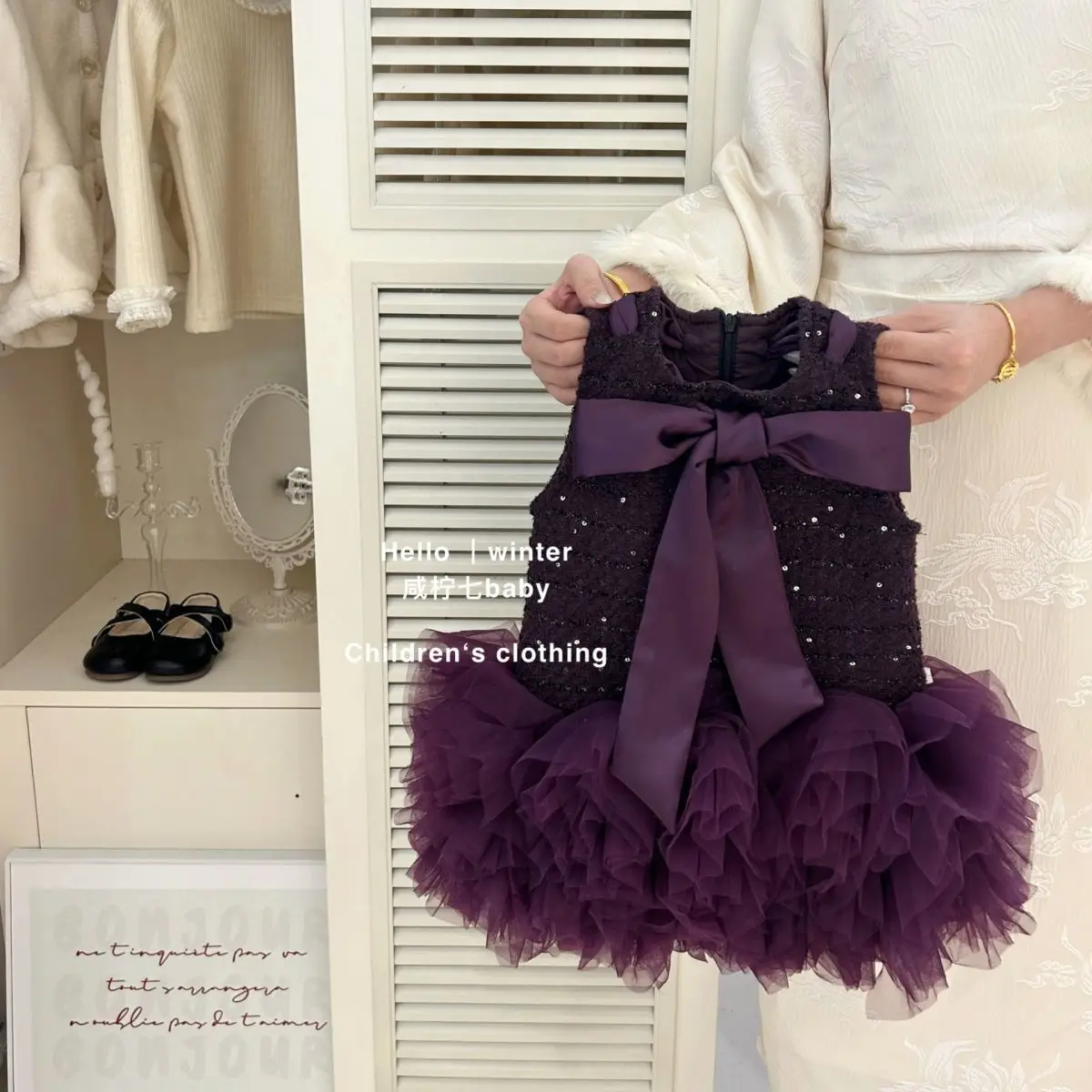 Baby Mädchen Neujahr Kleid Herbst/Winter Kollektion Kinder Duftende Stil Schleife Stil Geburtstag Prinzessin Kleid Image