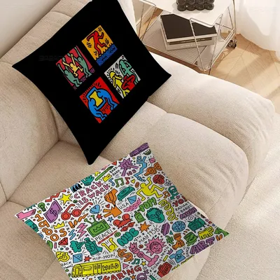 Keith-Haring-Works-Bunte-Druck personalisierte Kissenbezug Kinderzimmer Wild Party Dekor Kissenbezug Image