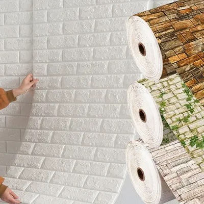 1000 cm Ziegelstein-Schaumplatten, 3D-Wandaufkleber, selbstklebend, DIY-geprägte Steintapete, Heimdekoration, Wohnzimmer, Küche, Dekoration Image