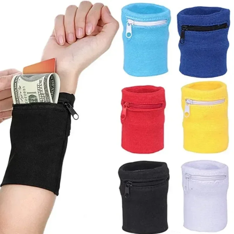 Sport Armband Reiß verschluss Handgelenk Unterstützung Brieftasche Multifunktions-Fitness studio Laufen Armband Tasche Schlüssel karte Aufbewahrung tasche Fahrrad Geldbörse Schweiß band Image