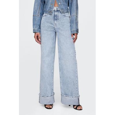 Gap Womens Blue High Waisted Stride Cuffed Wide-Leg Jeans - Blue
