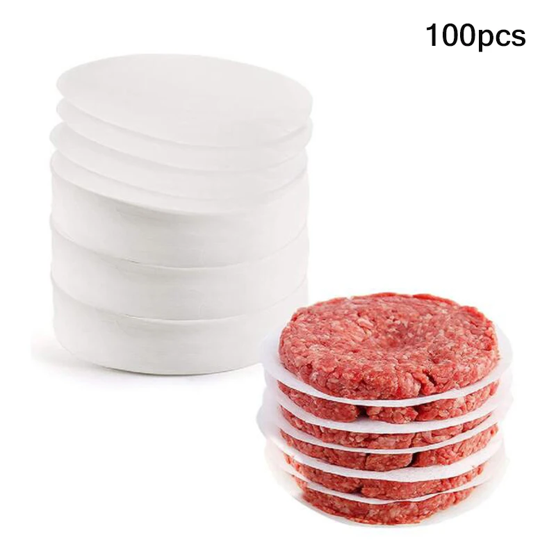 100 Stück 11cm runder Hamburger Druck Fleisch Papier Öl Löschpapier Ofen Grill Blatt Paste tchen Trenn papier Küchengeräte Image