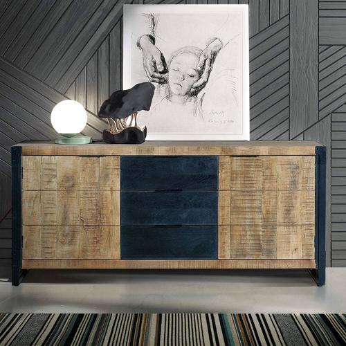 Sideboard Kommode aus Metall und Mangobaum Massivholz