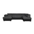 Canapé d'angle panoramique simili/tissu gris/noir - méridienne 188cm