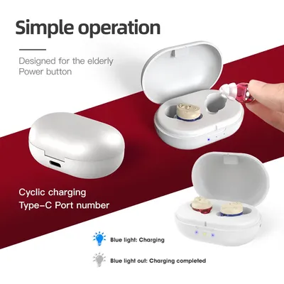 Multi-color Charging Long Life Portable Mini CIC Invisible Magnetic Rechargeable In-Ear Adjustable Hearing Aid For Deaf and Elde