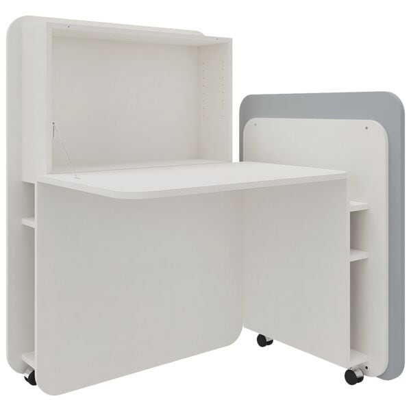 fm Büromöbel Sekretär »FLATup« rechts öffnend diamantweiß blau, 107x126x91 cm Image