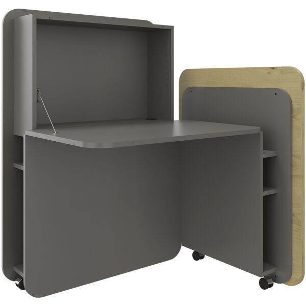 fm Büromöbel Sekretär »FLATup« rechts öffnend basaltfarben braun, 107x126x91 cm Image