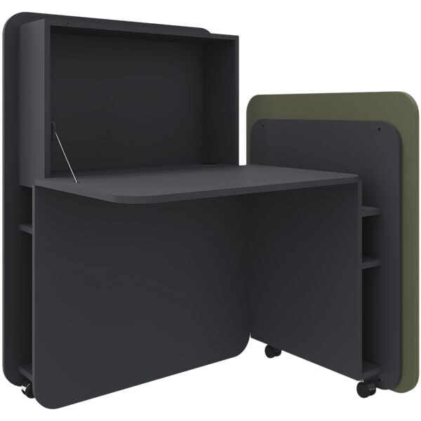 fm Büromöbel Sekretär »FLATup« rechts öffnend graphitfarben grün, 107x126x91 cm