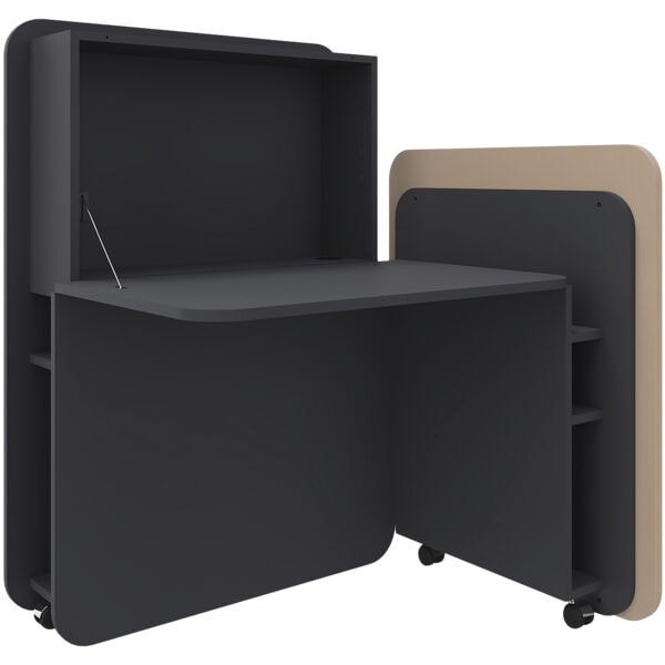 fm Büromöbel Sekretär »FLATup« rechts öffnend graphitfarben beige, 107x126x91 cm