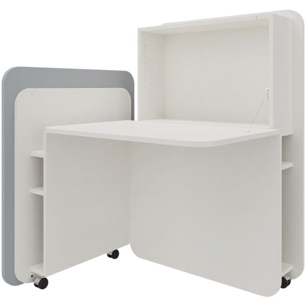 fm Büromöbel Sekretär »FLATup« links öffnend diamantweiß blau, 107x126x91 cm