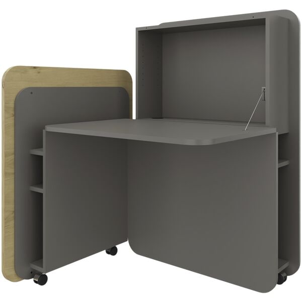 fm Büromöbel Sekretär »FLATup« links öffnend basaltfarben braun, 107x126x91 cm