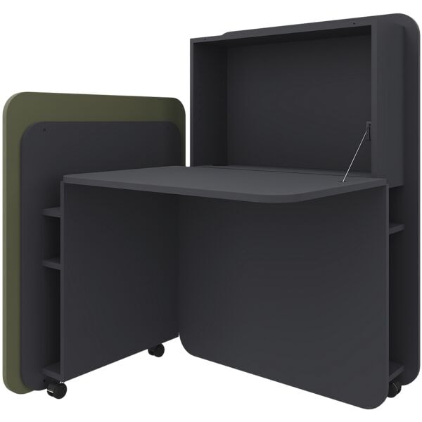 fm Büromöbel Sekretär »FLATup« links öffnend graphitfarben grün, 107x126x91 cm