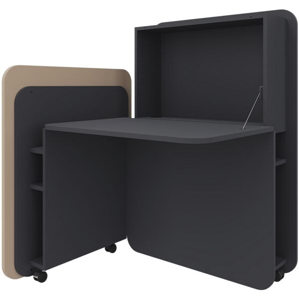 fm Büromöbel Sekretär »FLATup« links öffnend graphitfarben beige, 107x126x91 cm