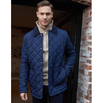 Threadbare Men's Navy Diamond Quilted Collared Patch Pocket Jacket