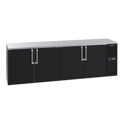Krowne BS108R-BSS-LRLR 108" Black Solid Door Back Bar Refrigerator with Stainless Steel Top and Right Side Compressor