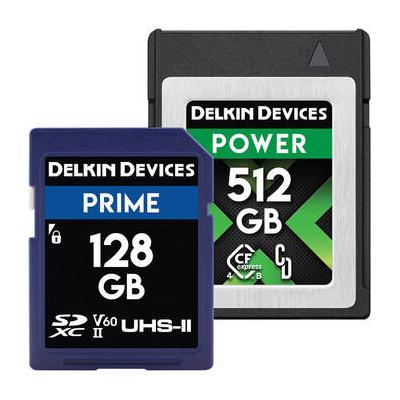 Delkin Devices 512GB POWER CFexpress 4.0 Type B Memory Card & 128GB PRIME UHS-II SDXC Memo DCFXP512SD128