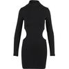 Shirtkleid URBAN CLASSICS "Urban Classics Ladies Cut Out Mini Dress", Damen, Gr. XL, US-Größen, schwarz, 60% Baumwolle, 40% Polyester, unifarben, klassisch, skinny fit, Rundhals, Langarm, Kleider