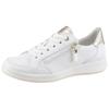 Sneaker ARA "ROMA", Damen, Gr. 5 (38), weiß (weiß, platinfarben), Glattleder, kontrastfarbene Details, metallic, sportlich, Schuhe Sneaker, Freizeitschuh, Komfortschuh in Bequemweite H (= sehr weit), Topseller