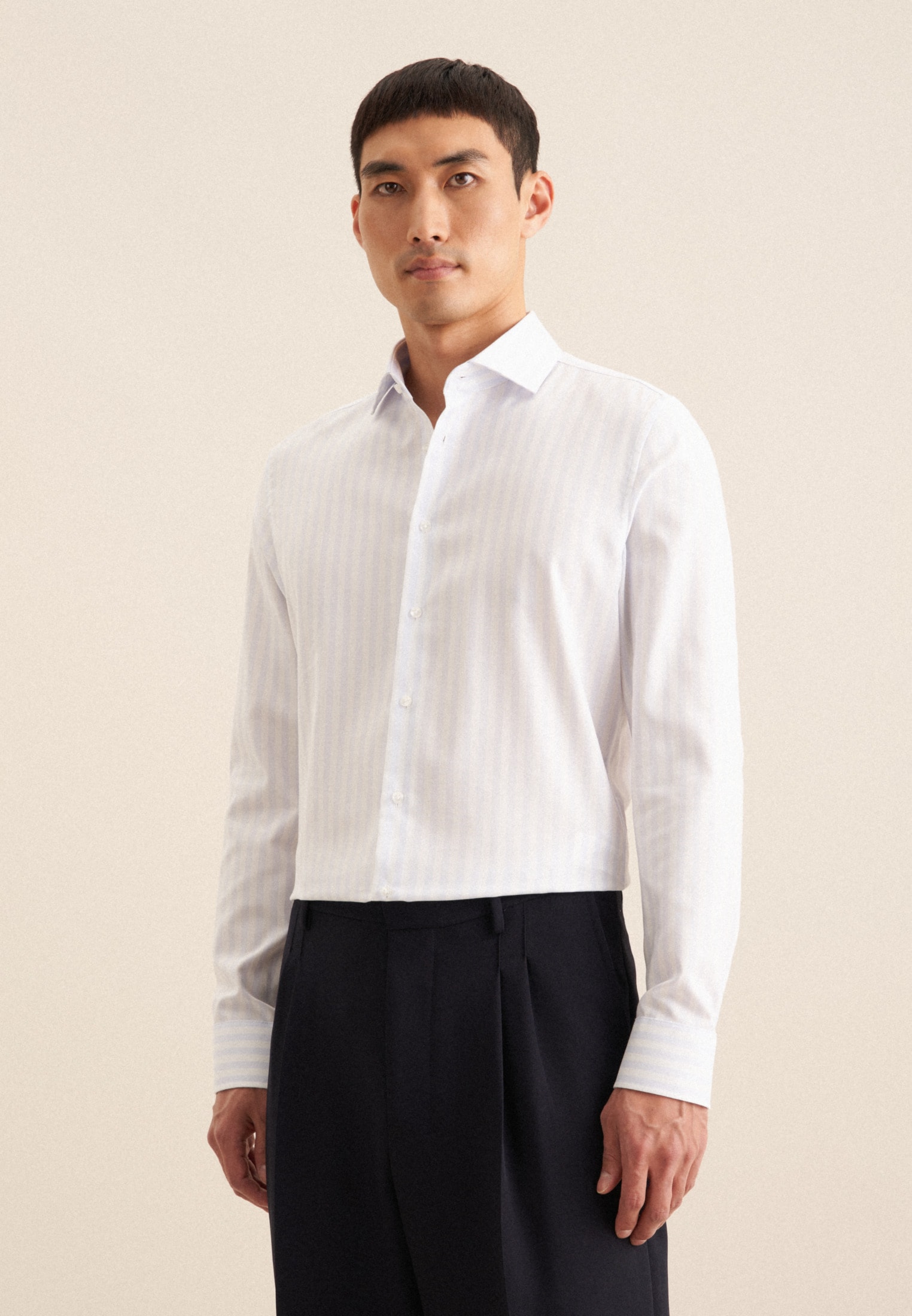 Businesshemd SEIDENSTICKER "Slim", Herren, Gr. M (40), primary_ausgabeGroessentyp, blau, 100% Baumwolle, gestreift, slim fit, 2-Knopf-Manschette, Hemden, Slim Langarm Kentkragen Streifen
