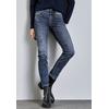 Slim-fit-Jeans STREET ONE "Style YORK", Damen, Gr. 28, Länge 30, blau (mid blau wash), Denim/Jeans, Obermaterial: 78% Baumwolle, 21% Polyester, 1% Elasthan, unifarben, casual, slim fit knöchelfrei, Jeans, im Five-Pocket Style