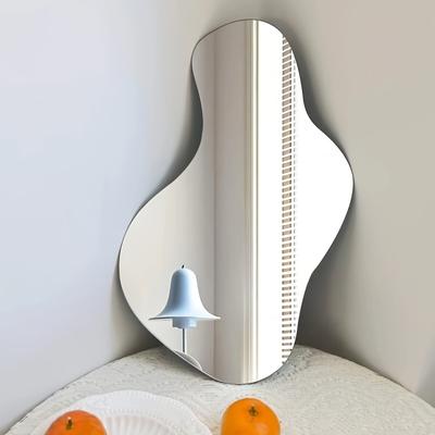 TEMU Contemporary Abstract Geometric Acrylic Mirror Wall Sticker - Irregular Shape, Self-adhesive Decorative Art For Home And Office Decor, Mirror Wall Decor Image