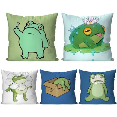 1pc Frosch Cartoon Märchen Kissen Fall Quadrat Kissen Schlafzimmer Sofa Freizeit Komfort Kissen Auto Image