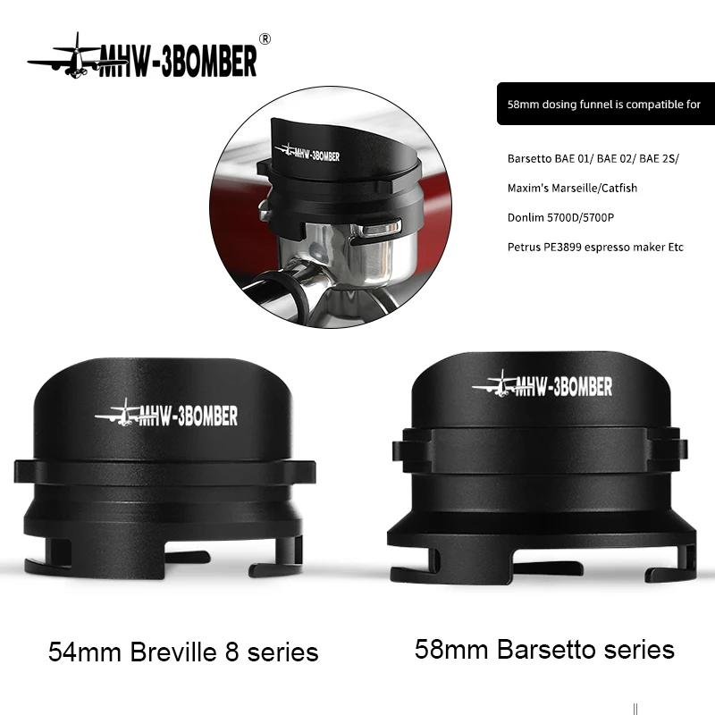 54/58 mm Dosiertrichter für Breville Kaffeemaschine, Barista, Siebträger, professioneller Dosierring, verhindert Verschütten von Pulverabfällen Image
